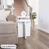 KWPZQEB Round End Tables Set of 2, 2-Tier Bedside Table, Rustic Accent Side Table, Round Wooden End Table in White - 3 of 4