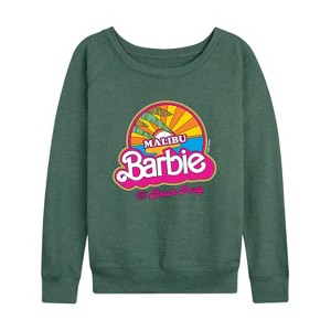 Women's - Barbie - Malibu Beach Party Lightweight French Terry Wide Neck Long Sleeve Shirt - 1 of 4