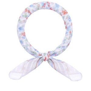 INSPIRE CHIC Women's Floral Stripes Printed Square Cotton Blended Gauze Neck Scarves 1Pc - 1 of 4