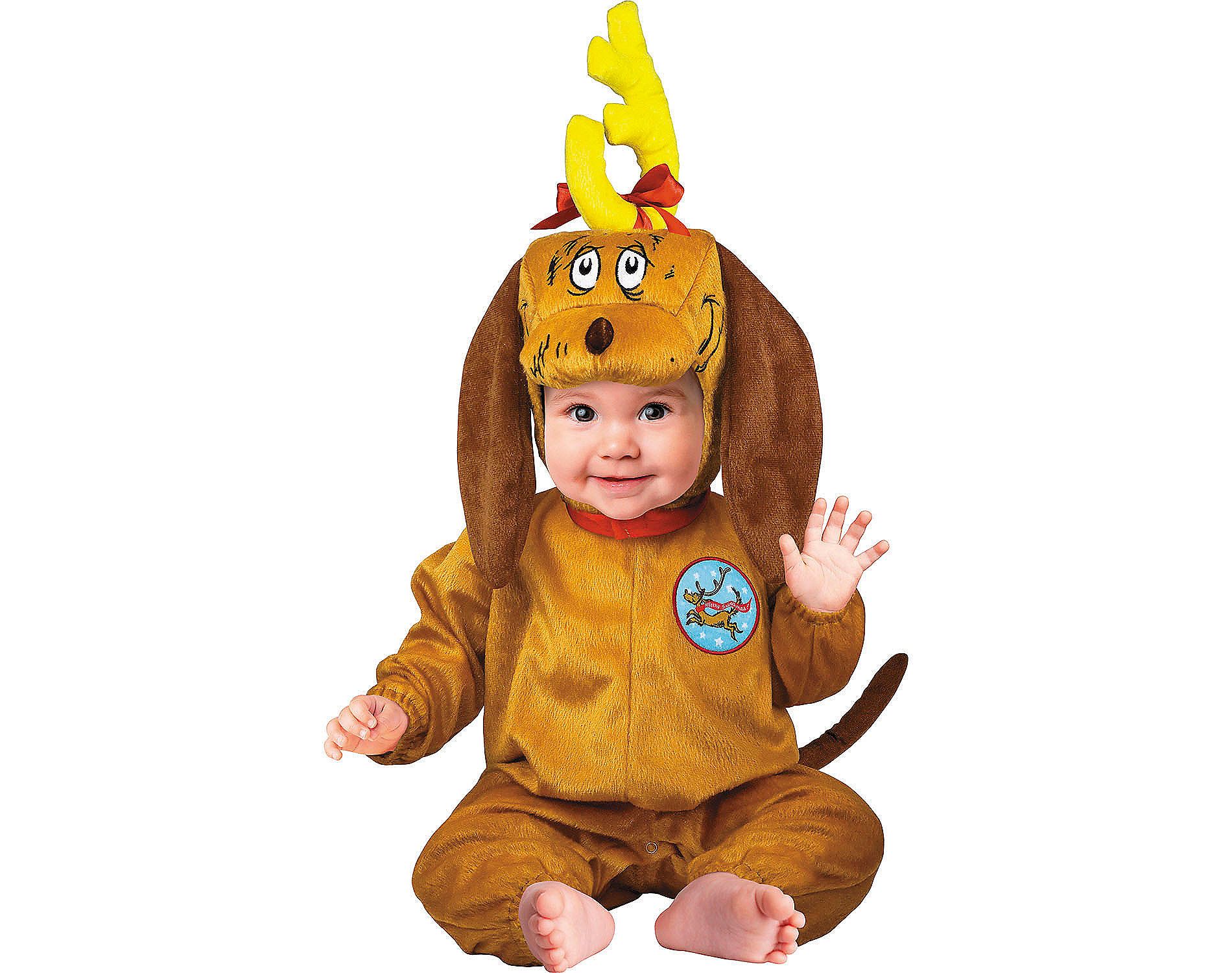 Dr. Seuss Boys' Max How the Grinch Stole Christmas Halloween Costume Jumpsuit - Brown 0-6 Months