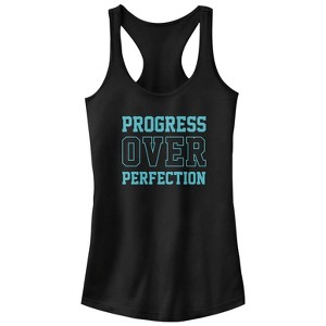 Juniors Womens CHIN UP Progress Over Perfection Racerback Tank Top - 1 of 4