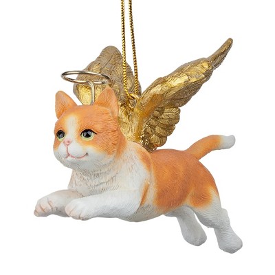 Design Toscano Honor the Feline: Orange Tabby Holiday Cat Angel Ornament