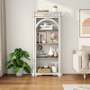 66.7-Inch Tall Arched Display Cabinet,Wooden 4-Tier Bookshelf with Doors and Shelves for Living Room, Office and Kitchen-Tanpinhause - 2 of 4