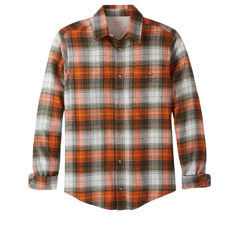 Boulder Creek by KingSize Men's Big & Tall ™ Flannel Shirt - Big - 8XL,  Bright Orange Plaid