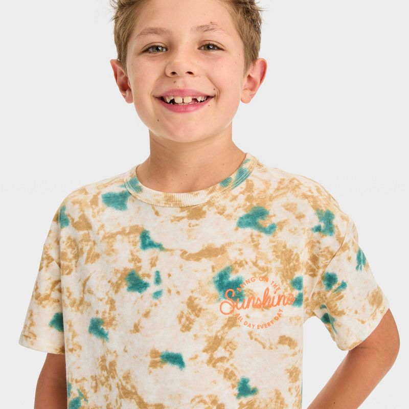 Boys' Short Sleeve Tie-Dye 'Bring the Sunshine' Graphic T-Shirt - Cat & Jack™ Cream, 3 of 6