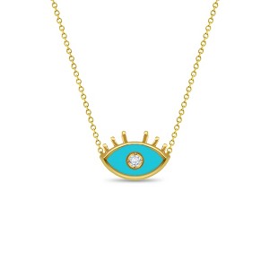 Girls' CZ Enamel Evil Eye 14" 14k Gold Necklace - In Season Jewelry - 1 of 2