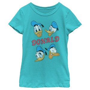 Girl's Mickey & Friends Donald Duck Faces T-Shirt - 1 of 4
