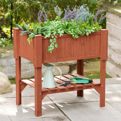 Rectangular Raised Rectangular Planter Box - Brown - Leisure Season