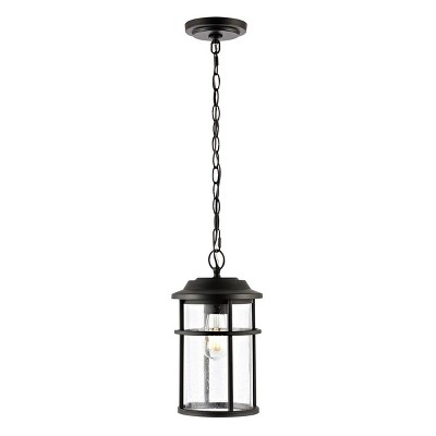 Cianna Matte Black LED Outdoor Pendant with Glass Shade