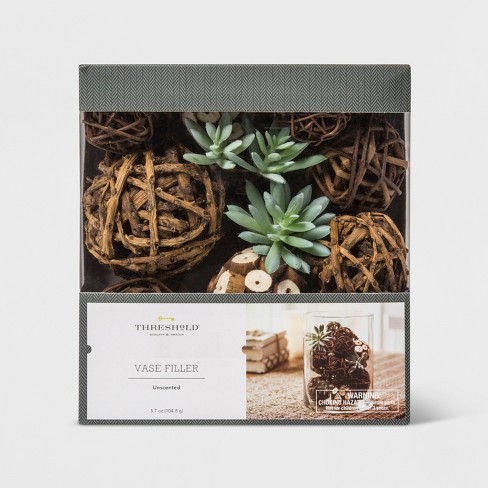 Unscented Succulent Sola Log And Twig Balls Vase Filler Green
