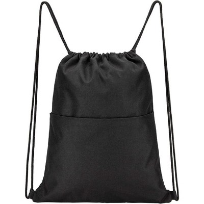 Hachikiko Drawstring Backpack Water Resistant String Bag Sports Sackpack Gym Sack with Side Pocket for Men Women