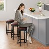 Round Swivel Bar Stool Set of 2/4, 24.4" Counter Height Bar Stool with Upholstered PU Leather Cushion, Round Backless Kitchen Barstool - 4 of 4