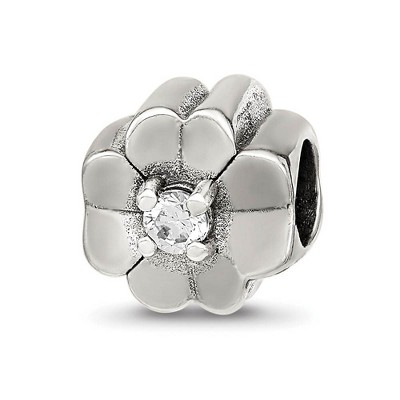 Black Bow Jewelry Sterling Silver and CZ Lucky Clover Bead Charm