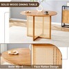 Okak Retro Wood Rectangular/Round Dining Table with Rattan Decor Base,Minimalist Kitchen Dinner Table for Dining Room,Breakfast Nook - 4 of 4