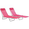 ResenKos 2-Piece Foldable Premium Chaise Lounge Chairs , Reclining Sunbeds With Breathable Mesh Seating, Headrests, Pink - 2 of 4