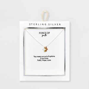 Sterling Silver Triple Cross Tri Tone Pendant Necklace - Silver - 1 of 4