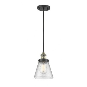 Cone - 1 Light Cord Hung Mini Pendant In Industrial Style-10 Inches Tall and 8 Inches Wide - 1 of 1