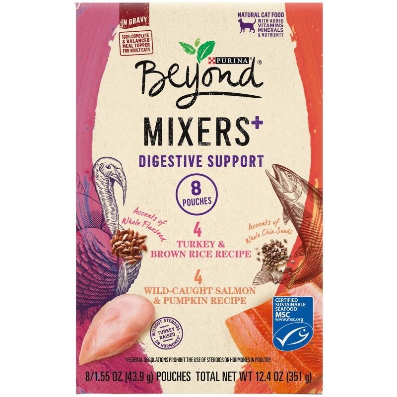 Purina Beyond Mixers Digestive Support Salmon &#38; Turkey In Gravy Wet Cat Food - 1.55oz/8ct Variety Pack, 6 of 10
