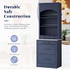 ORRD 83.7" Tall Blue Kitchen Pantry, Freestanding Hutch with Faux Marble Top, 5 Drawers & Adjustable Shelf, Display Cabinet - 3 of 4