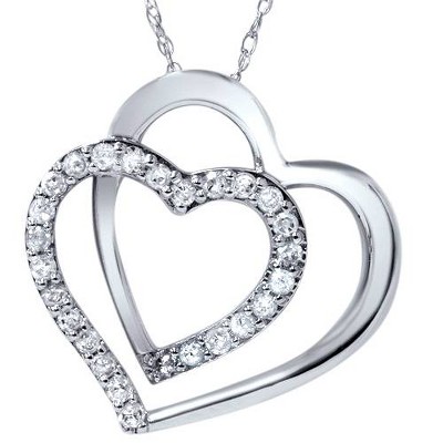 Pompeii3 1/4ct Diamond Heart Shape Pendant 10K White Gold 3/4" Tall