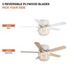 Parrot Uncle 48" Farmhouse White Wood Bread Flush Mount Ceiling Fan with Light and Remote - 3 of 4