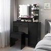 VYNXARIA Vanity Desk with Mirror and Lights, Makeup Vanity with Drawer&Storage Cabinet,Makeup Desk with Open Shelves for Bedroom, Black - 3 of 4