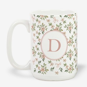 Personalization Mall Blush & Bloom 15oz Ceramic Mug, Pink Bows - 1 of 2