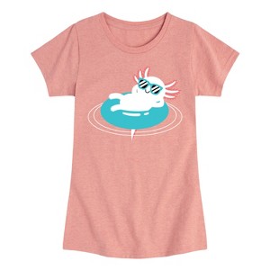 Girls' - Instant Message - Axolotl Pool Floatie Fitted Short Sleeve Graphic T-Shirt - 1 of 4