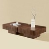 Modern Square Coffee Table Set of 2 Farmhouse Drum Coffee Table Wooden End Table Accent Cocktail Table Center Table - ModernLuxe - 4 of 4