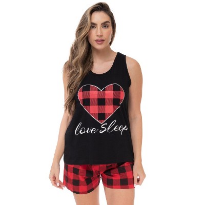 black - love sleep buffalo plaid