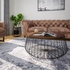 LeisureMod Runswick Round Coffee Table - Modern Wood Top Steel Frame Accent Table for Living Room - 3 of 4