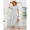 Women's V-neck Ruffle Shortsleeve Waist Tie Floral Print Dress Maxi Dress - 2 of 4