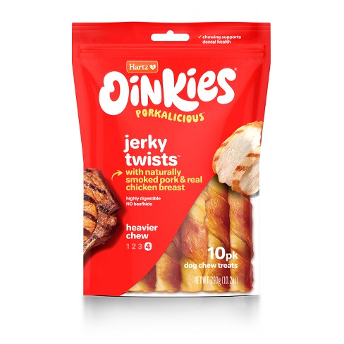 Hartz Oinkies Smoked Pork Skin Twists Wrapped with Real Chicken Dog Treats - 10ct - image 1 of 4