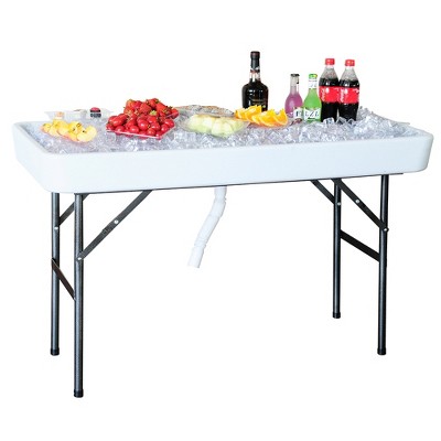 White Portable Folding Ice Bin Table with Skirt