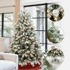 LuxenHome 6.5Ft Pre-Lit Snow Flocked Full Fir Artificial Christmas Tree with 8 Light Functions Green - 2 of 4
