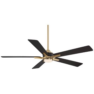 52" Casa Vieja Modern Indoor Outdoor Ceiling Fan with Dimmable LED Light Remote Control Soft Brass Black Damp Rated for Patio Exterior House Porch - 1 of 4