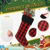 6 Pack Burlap Buffalo Plaid Stockings Large 18 Inch Xmas Stockings with 6 Letter Adhesive Vinyl Sticker Tree Hanging Decorations - 2 of 4