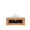 Dexmalle 36"Wall-Mounted Floating Curved Edges Striped Bathroom Storage Cabinet with Sink - 3 of 4