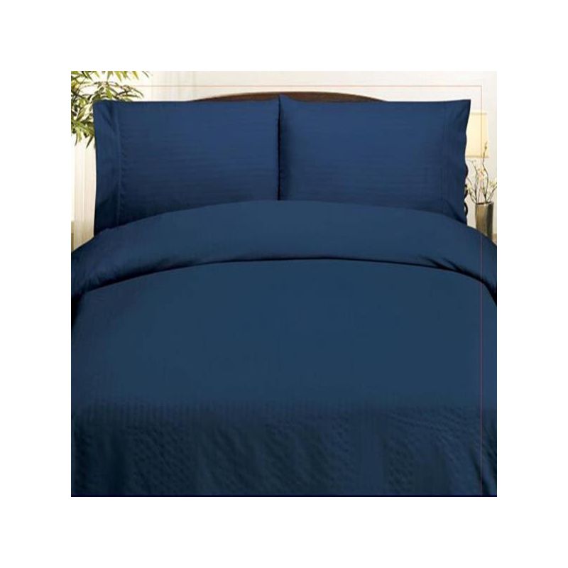 Embossed Dobby Stripe 90GSM Microfiber Super Soft Bed In A Bag Navy by Plazatex, 1 of 4