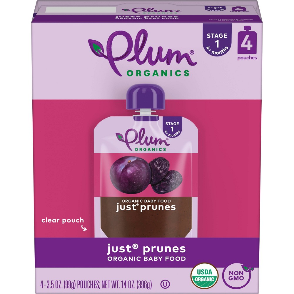 Photos - Baby Food Plum Organics 4pk Just Prunes  Pouch - 14oz