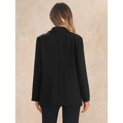 Allegra K Women's Long Sleeve Breast Pocket Blazer Black X-Small — фото 3