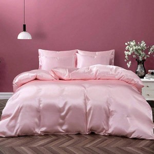 5 Piece Satin Duvet Cover Set, Luxury Blush Pink, Full/Queen Size, Zipper Closure, 1 Duvet+ 4 Pillow Cases - 1 of 4