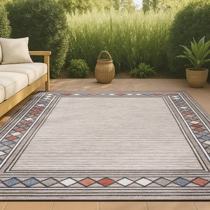 JONATHAN Y Sebastian High-Low Modern Diamond Border Classic Indoor/Outdoor Area Rug - 1 of 4