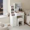 FONTOI 29.2"W/37"W/41"W Makeup Vanity Table Desk with Mirror Left Bedside Cabinet Stool Dresser Set for Woman Bedroom Dressing Room, Black/White - 2 of 4