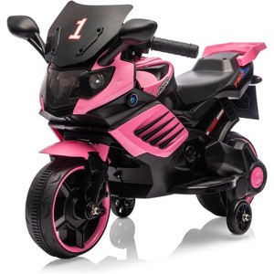 6V Kids Ride-On Motorcycle w/ Training Wheels & Treaded Tires - Working Headlight/Horn/Music, Stable Electric Toddler Bike Gift for Boys/Girls - 1 of 4