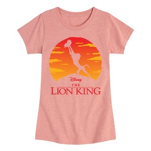Girls' Disney Baby Simba at Pride Rock Fitted Short Sleeve Graphic T-Shirt - Desert Pink - Large - 1 of 4