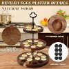 3 Tier Wooden Deviled Egg Platter 26 Holes, Reversible Serving Tray for Easter Thanksgiving Christmas Cheese Serving - 3 of 4