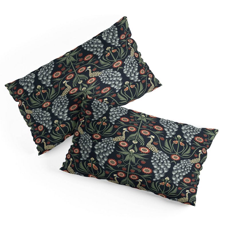 King Emanuela Carratoni Peacocks and Berries Polyester Duvet Cover + Pillow Shams Blue - Deny Designs, 6 of 9