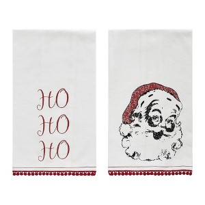Kringle Chenille Ho Ho Ho White Muslin Tea Towel Set of 2 19x28 - 1 of 3