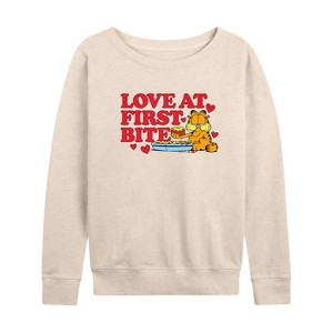 Women's - Garfield - Valentine's Day Lightweight French Terry Wide Neck Long Sleeve Shirt - 1 of 4
